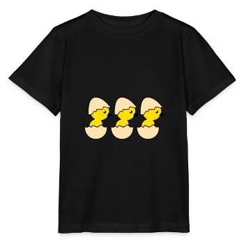 Three hatching chicks - Stanley/Stella MINI CREATOR Kids’ T-Shirt - black - Front - Mikhail (115cm)
