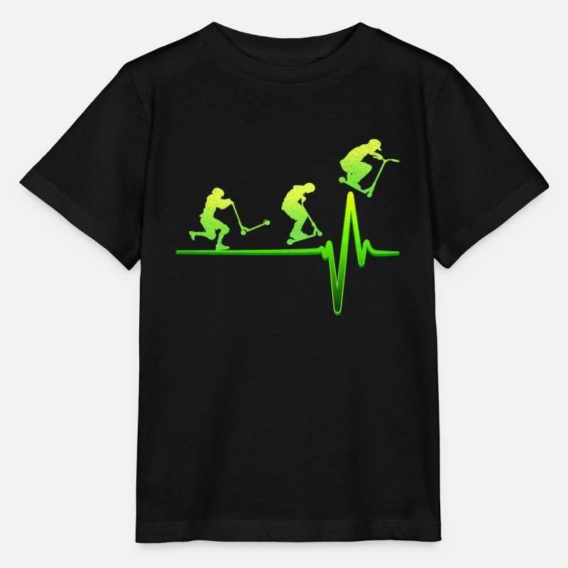 Stunt Scooter EKG Herzschlag Tretroller Geschenk - Stanley/Stella Kinder T-Shirt MINI CREATOR  - Schwarz