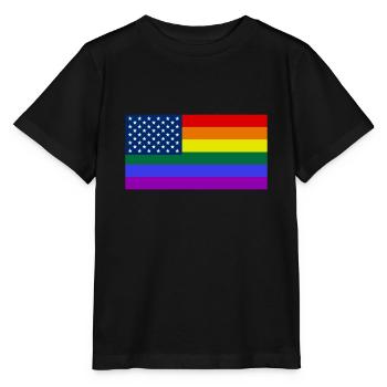Regenbogen, LGBT, Gay Pride, US LGBT Flag - Stanley/Stella Kinder T-Shirt MINI CREATOR  - Schwarz - Vorne - Mikhail (115cm)