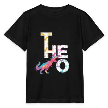 Theo - Schöner Jungen Name mit coolen Dinos - Stanley/Stella Kinder T-Shirt MINI CREATOR  - Schwarz - Vorne - Mikhail (115cm)
