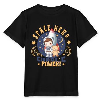 Astronaut with teddy bear - Stanley/Stella MINI CREATOR Kids’ T-Shirt - black - Front - Mikhail (115cm)