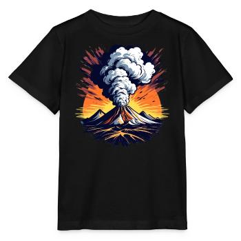 Éruption volcanique, éruption avec nuage de cendres et lave - T-shirt bio MINI CREATOR Stanley/Stella Enfant - noir - Devant - Mikhail (115cm)