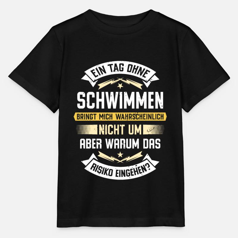 A day without swimming doesn't kill me... - Stanley/Stella MINI CREATOR Kids’ T-Shirt - black