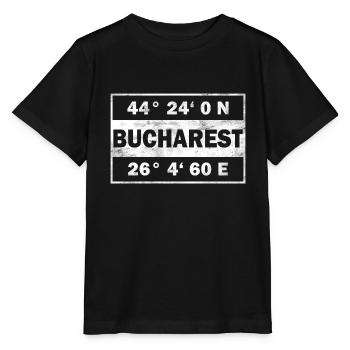 Bucharest Koordinaten Stadt Rumänien Bukarest - Stanley/Stella Kinder T-Shirt MINI CREATOR  - Schwarz - Vorne - Mikhail (115cm)