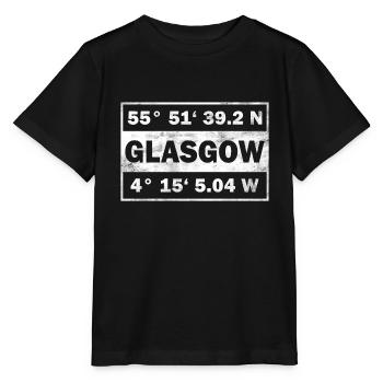 Glasgow Schottland Koordinaten Glasgow - Stanley/Stella Kinder T-Shirt MINI CREATOR  - Schwarz - Vorne - Mikhail (115cm)