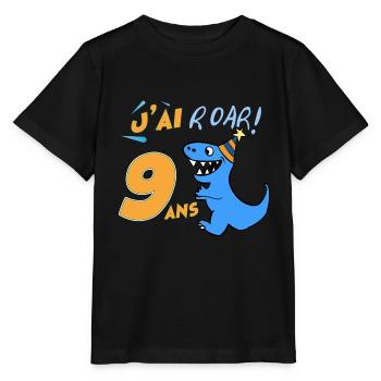 Anniversaire Garçon neuf ans Dinosaure J'ai 9 Ans - T-shirt bio MINI CREATOR Stanley/Stella Enfant - noir - Devant - Mikhail (115cm)