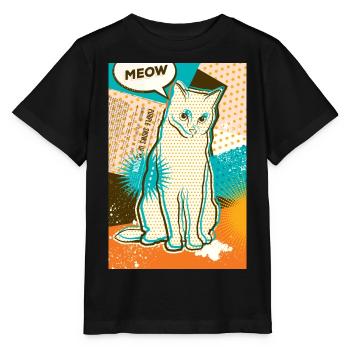Cat MEOW, pop art, collage - Stanley/Stella MINI CREATOR Kids’ T-Shirt - black - Front - Mikhail (115cm)