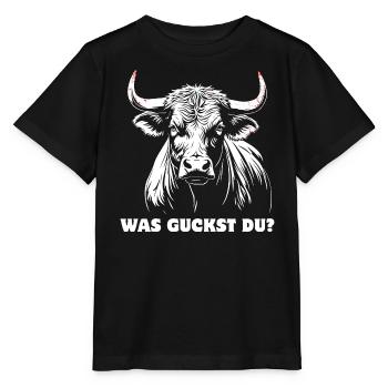 Stier - Was guckst du? stolz, selbstbewusst - Stanley/Stella Kinder T-Shirt MINI CREATOR  - Schwarz - Vorne - Mikhail (115cm)