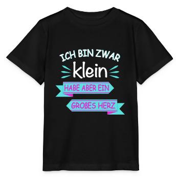 Ich bin zwar klein großes Herz Spruch - Stanley/Stella Kinder T-Shirt MINI CREATOR  - Schwarz - Vorne - Mikhail (115cm)