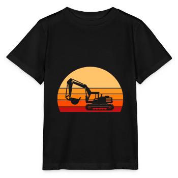 Vintage Bagger Schaufel Baustelle Bauarbeiter - Stanley/Stella Kinder T-Shirt MINI CREATOR  - Schwarz - Vorne - Mikhail (115cm)