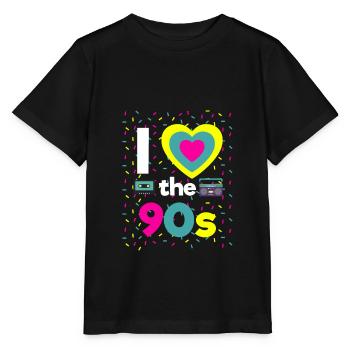 I Love the 90s Retro Mottoparty Neunziger 90er - Stanley/Stella Kinder T-Shirt MINI CREATOR  - Schwarz - Vorne - Mikhail (115cm)