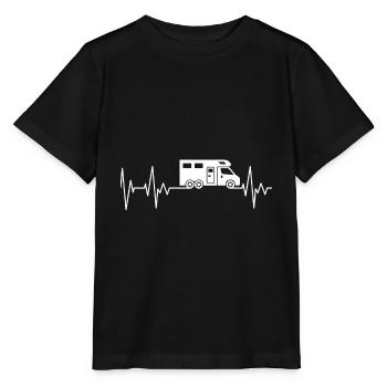Caravan Heartbeat Camper Camping Travel Excursion - Stanley/Stella MINI CREATOR Kids’ T-Shirt - black - Front - Mikhail (115cm)