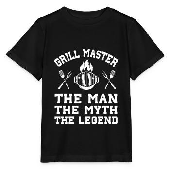 Grill Meister Man Myth Legend Grillen Grillsaison - Stanley/Stella Kinder T-Shirt MINI CREATOR  - Schwarz - Vorne - Mikhail (115cm)