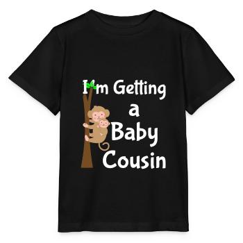 Ich bekomme einen Cousin Baby Affen Neugeborenes - Stanley/Stella Kinder T-Shirt MINI CREATOR  - Schwarz - Vorne - Mikhail (115cm)