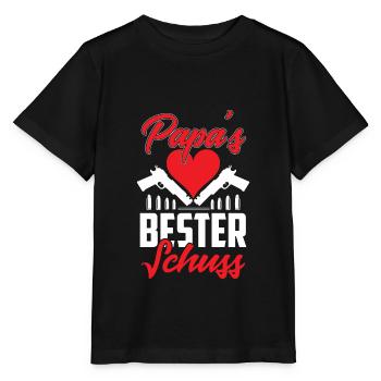 Papas Bester Schuss Geburt Kinder Lustiger Spruch - Stanley/Stella Kinder T-Shirt MINI CREATOR  - Schwarz - Vorne - Mikhail (115cm)