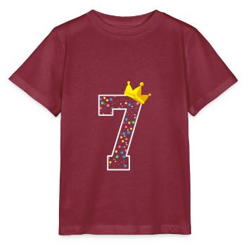 Seven seventh birthday crown children's birthday - Stanley/Stella MINI CREATOR Kids’ T-Shirt - burgundy - Front - Kain (125cm)