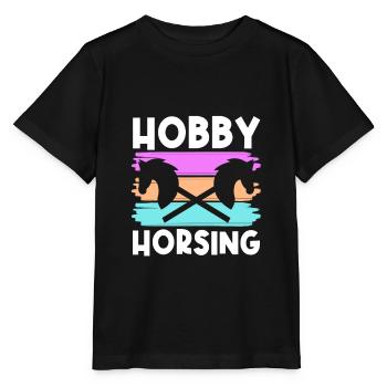 Hobby Horse Retro Grafik Steckenpferde Reiten Tren - Stanley/Stella Kinder T-Shirt MINI CREATOR  - Schwarz - Vorne - Mikhail (115cm)