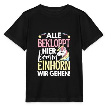 Alle Bekloppt Hier Komm Einhorn Wir Gehen Einhörne - Stanley/Stella Kinder T-Shirt MINI CREATOR  - Schwarz - Vorne - Mikhail (115cm)