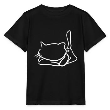 reclining sitting cat pet pet - Stanley/Stella MINI CREATOR Kids’ T-Shirt - black - Front - Mikhail (115cm)