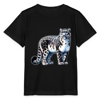 Snow Leopard Leopard White Leopard - Stanley/Stella MINI CREATOR Kids’ T-Shirt - black - Front - Mikhail (115cm)