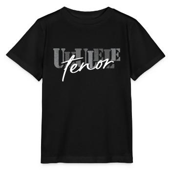 Tenor Ukulele schwarz weiß - Stanley/Stella Kinder T-Shirt MINI CREATOR  - Schwarz - Vorne - Mikhail (115cm)
