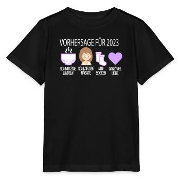 Vorhersage 2023 Werdender Papa Werdende Mama - Stanley/Stella Kinder T-Shirt MINI CREATOR  - Schwarz - Vorne - Mikhail (115cm)