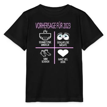 Vorhersage 2023 Werdender Papa Werdende Mama - Stanley/Stella Kinder T-Shirt MINI CREATOR  - Schwarz - Vorne - Mikhail (115cm)
