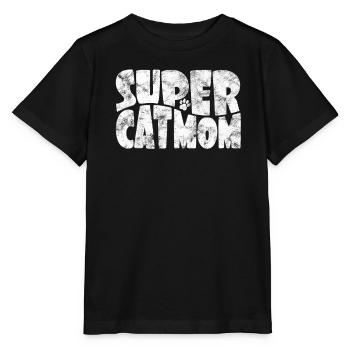 Super Cat Mom for the Best Cat Mom Ever Retro - Stanley/Stella MINI CREATOR Kids’ T-Shirt - black - Front - Mikhail (115cm)