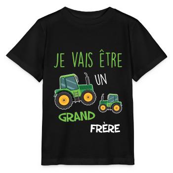 Tracteur je vais etre grand frère - T-shirt bio MINI CREATOR Stanley/Stella Enfant - noir - Devant - Mikhail (115cm)