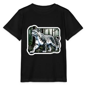 Snow Leopard Leopard White Leopard - Stanley/Stella MINI CREATOR Kids’ T-Shirt - black - Front - Mikhail (115cm)
