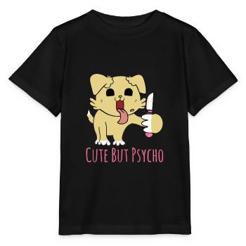 Mignon mais psycho - chien avec un couteau - T-shirt bio MINI CREATOR Stanley/Stella Enfant - noir - Devant - Mikhail (115cm)