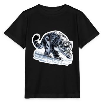 Snow Leopard Leopard White Leopard - Stanley/Stella MINI CREATOR Kids’ T-Shirt - black - Front - Mikhail (115cm)