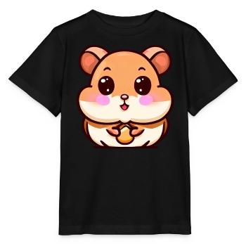 Cute hamster with cheeks full of nuts - Stanley/Stella MINI CREATOR Kids’ T-Shirt - black - Front - Mikhail (115cm)