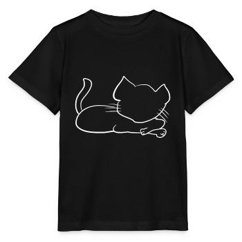katze umriss tier - Stanley/Stella Kinder T-Shirt MINI CREATOR  - Schwarz - Vorne - Mikhail (115cm)