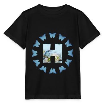 fleurs oiseaux bleus h - T-shirt bio MINI CREATOR Stanley/Stella Enfant - noir - Devant - Mikhail (115cm)