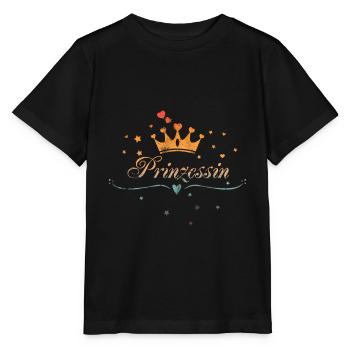 Prinzessin mit Krone, Herz und Sternen, Vintage - Stanley/Stella Kinder T-Shirt MINI CREATOR  - Schwarz - Vorne - Mikhail (115cm)