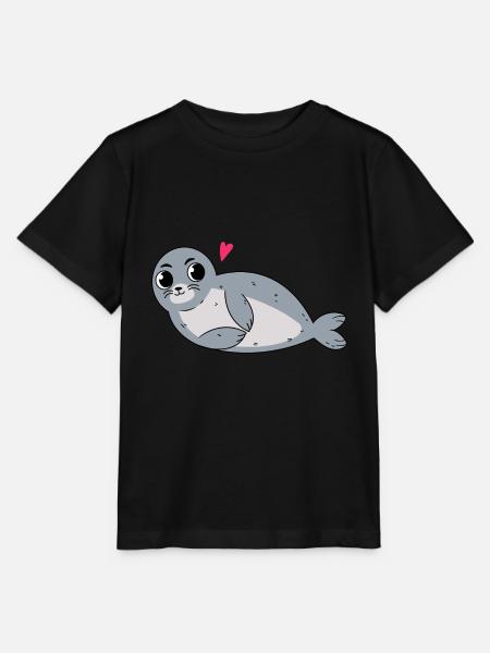 Seehund Robben Baby als Geschenk für Kids - Stanley/Stella Kinder T-Shirt MINI CREATOR - Schwarz