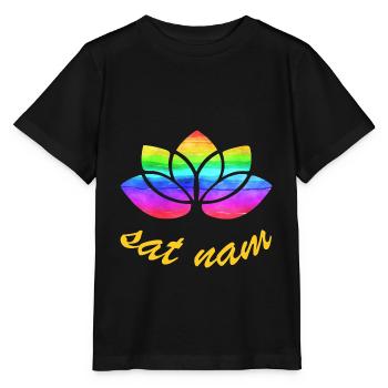 sat nam avec lotus arc-en-ciel - T-shirt bio MINI CREATOR Stanley/Stella Enfant - noir - Devant - Mikhail (115cm)