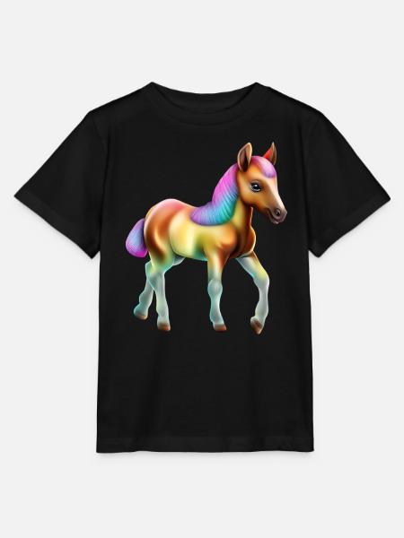 Buntes Baby Pferd - Stanley/Stella Kinder T-Shirt MINI CREATOR - Schwarz