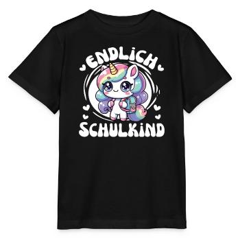 Enfin une licorne mignonne d’écolier pour l’inscription à l’école - T-shirt bio MINI CREATOR Stanley/Stella Enfant - noir - Devant - Mikhail (115cm)