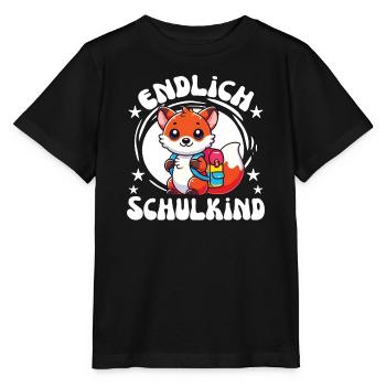 Endlich Schulkind süßes Fuchs zur Einschulung - Stanley/Stella Kinder T-Shirt MINI CREATOR  - Schwarz - Vorne - Mikhail (115cm)