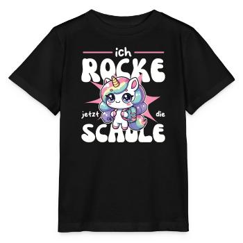 Licorne de l’inscription à l’école Je fais vibrer l’école maintenant - T-shirt bio MINI CREATOR Stanley/Stella Enfant - noir - Devant - Mikhail (115cm)