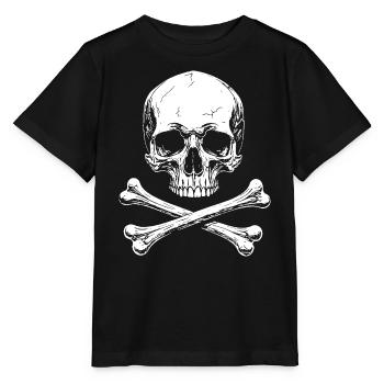 Klassischer Totenkopf mit gekreuzten Knochen - Stanley/Stella Kinder T-Shirt MINI CREATOR  - Schwarz - Vorne - Mikhail (115cm)