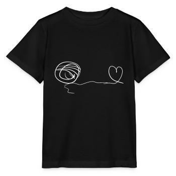 linie faden herz liebe schleife - Stanley/Stella Kinder T-Shirt MINI CREATOR  - Schwarz - Vorne - Mikhail (115cm)