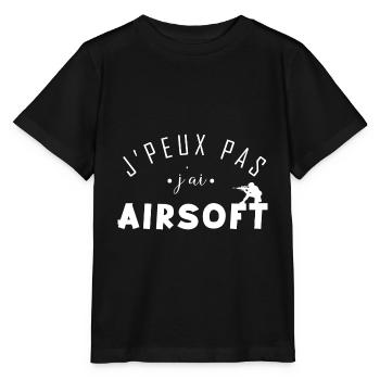 j peux pas j ai airsoft - idée cadeau airsoft - T-shirt bio MINI CREATOR Stanley/Stella Enfant - noir - Devant - Mikhail (115cm)