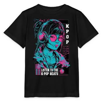 K-Pop Korea Popmusik Mädchen Kopfhörer Neon Pink - Stanley/Stella Kinder T-Shirt MINI CREATOR  - Schwarz - Vorne - Mikhail (115cm)