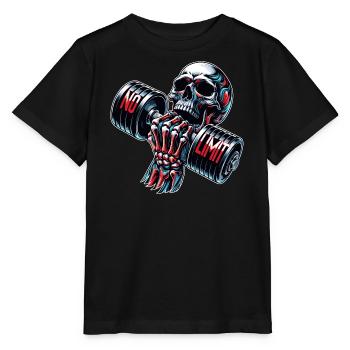 No Limit Workout Bodybuilding Skull with Dumbbell - Stanley/Stella MINI CREATOR Kids’ T-Shirt - black - Front - Mikhail (115cm)