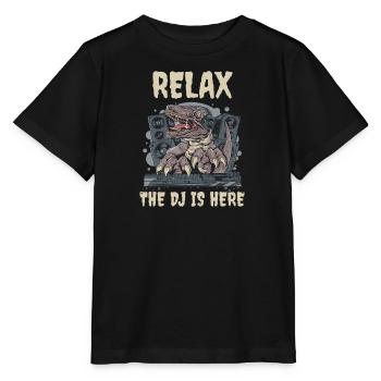 DJ Disc Jockey DJing Techno Club Dino T-Rex - Stanley/Stella MINI CREATOR Kids’ T-Shirt - black - Front - Mikhail (115cm)