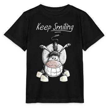 Keep Smiling Esel - Stanley/Stella Kinder T-Shirt MINI CREATOR  - Schwarz - Vorne - Mikhail (115cm)