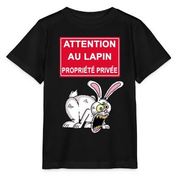 Attention au lapin blanc - T-shirt bio MINI CREATOR Stanley/Stella Enfant - noir - Devant - Mikhail (115cm)